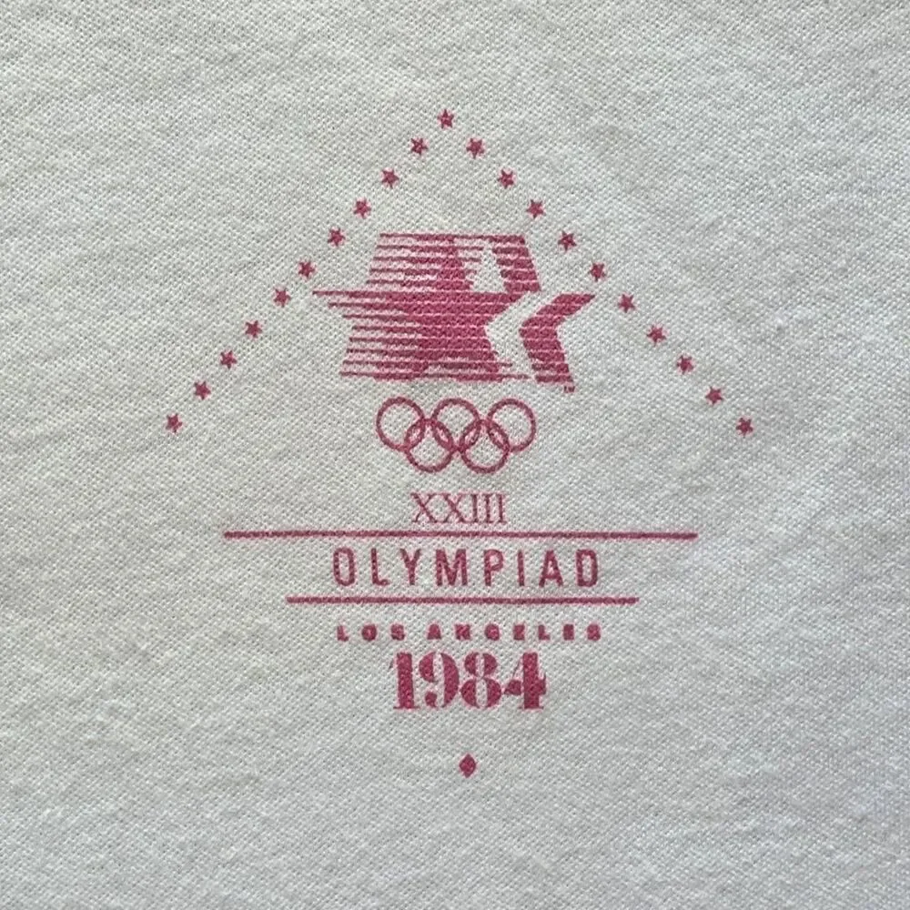 Vintage 1984 Olympics Staff Medium Ringer T-Shirt Olympic Games Los Angeles CA